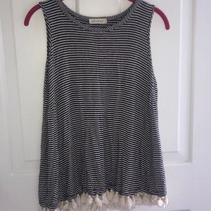 Navy/White Shirt with Tassels